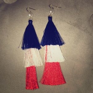 Red, White, & Blue Tassel Earring